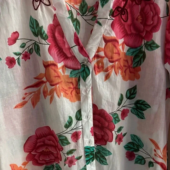 Chic connection- blouse-embroidered Floral 100% cotton -made in India - Picture 7 of 10